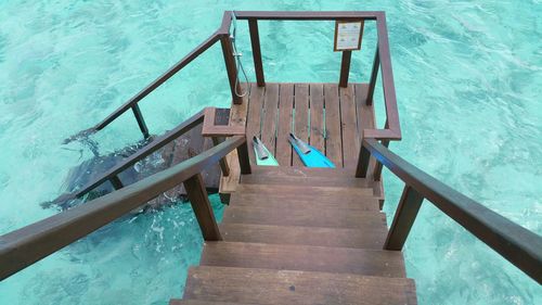 High angle view of swimming pool by sea