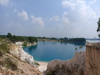 Panoramic view of lake against sky