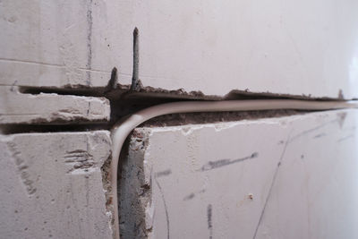 Close-up of damaged wall