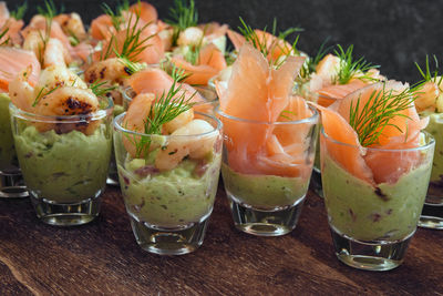 Close-up of fruits in glass on table