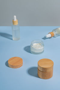 High angle view of medicines on table