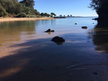 Scenic view of lake against sky