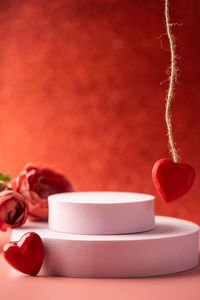 High angle view of heart shapes on table