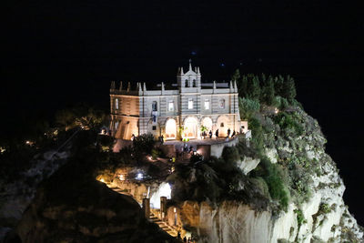 Illuminated building at night