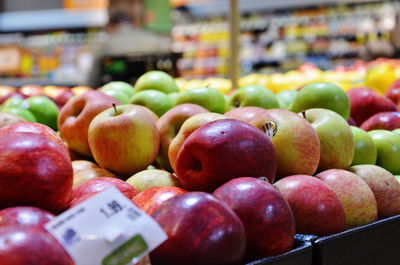 Close-up of apples at market stall