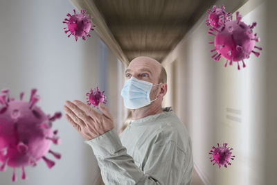 Portrait of woman with pink flowers