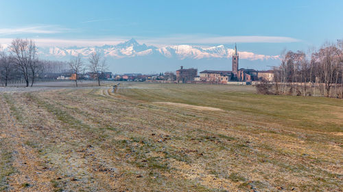 Scenic view of field against sky