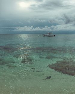 Scenic view of sea against cloudy sky