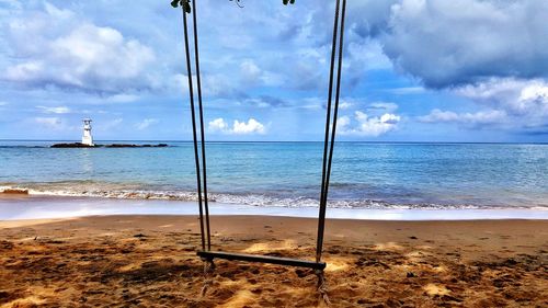 Scenic view of beach against sky