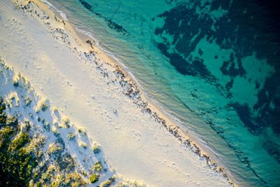 Drone field of view of footprints in the sand in western australia