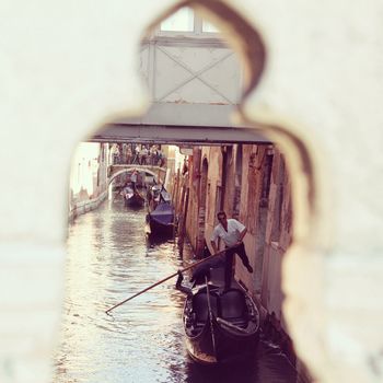 Gondolier at work in venice