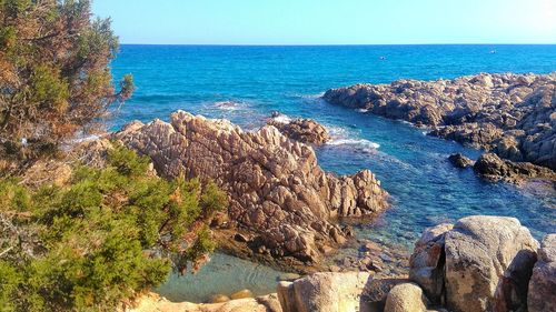 Scenic view of sea against clear sky