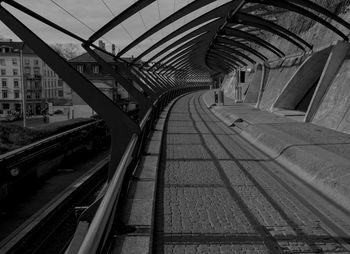 High angle view of railroad tracks in city