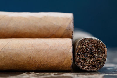 Close-up of cigarettes on table