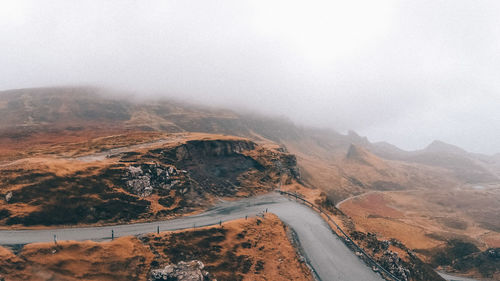 High angle view of mountain road against sky