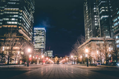 Illuminated city at night