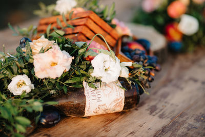 Close-up of flowers on table