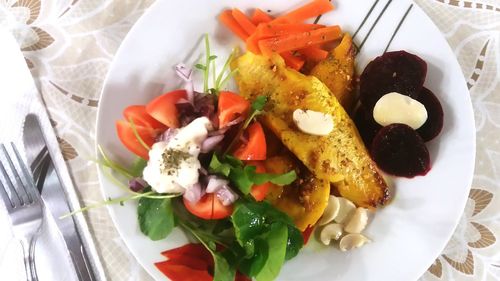 High angle view of salad in plate