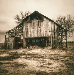 Old built structure on field