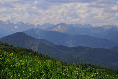 Scenic view of mountains against sky