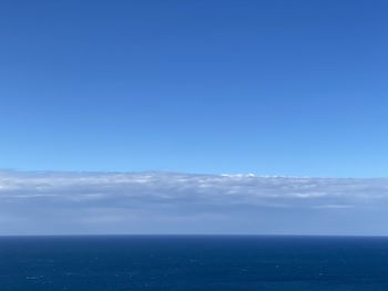 Scenic view of sea against blue sky