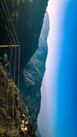 Scenic view of sea and mountains against sky