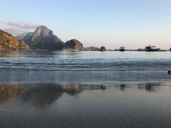 Scenic view of sea against clear sky