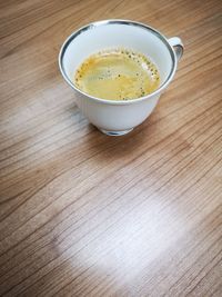 High angle view of drink on table