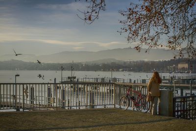 Scenic view of sea against cloudy sky