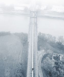 High angle view of bridge over road against sky