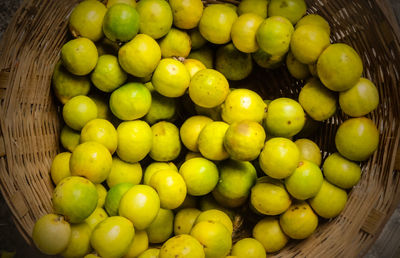 High angle view of fruits in basket