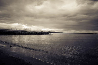 Scenic view of sea against cloudy sky