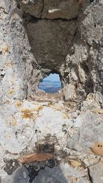 Close-up of hole in rock