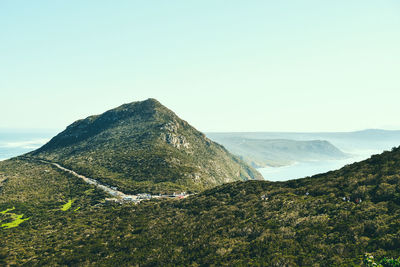 Scenic view of mountains against clear sky