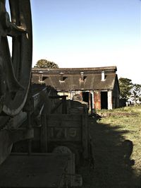 Abandoned building against clear sky