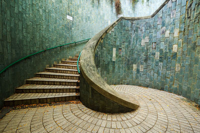 High angle view of spiral staircase