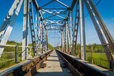 Railway bridge against clear sky