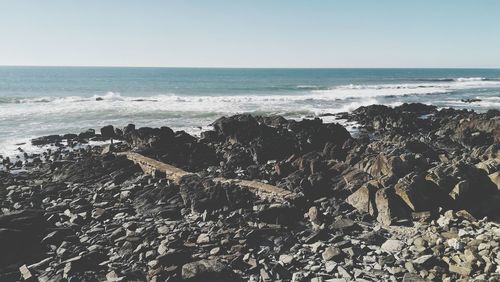 Scenic view of sea against clear sky