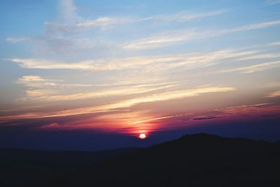 Scenic view of silhouette mountains against sky during sunset