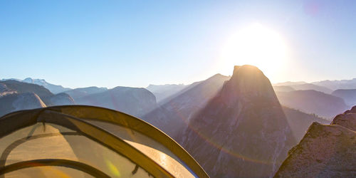 Scenic view of mountains against clear sky