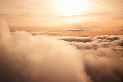 Aerial view of cloudscape against sky during sunset