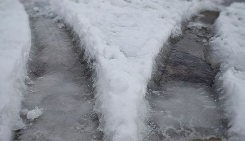 Close-up of frozen water