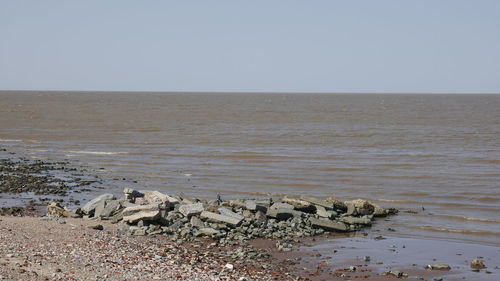 Scenic view of sea against clear sky