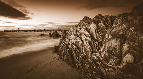 Scenic view of sea at sunset