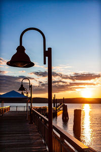 Waterfront sunset on the hudson river. 