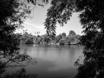 Scenic view of lake against sky