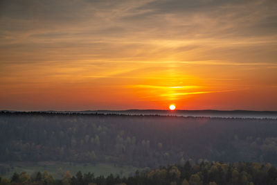 Scenic view of landscape against sky during sunset