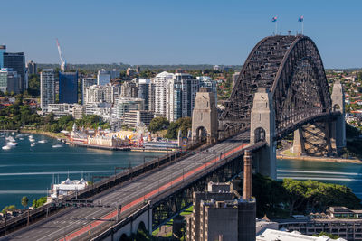 High angle view of bridge over river in city