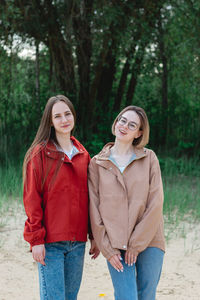 Portrait of a two young caucasian women. women friendship.