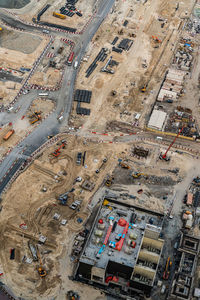 High angle view of street amidst buildings in city